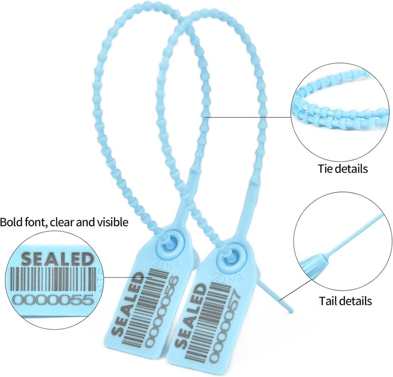 LeadSeals 500 Light Blue Plastic Barcode Seals, Numberd Plastic Tamper Seals Security Tags, Pull-Tite Safety Zip Ties, Tamper Proof Tags Plasic Locks for Fire Extinguishers - Image 5